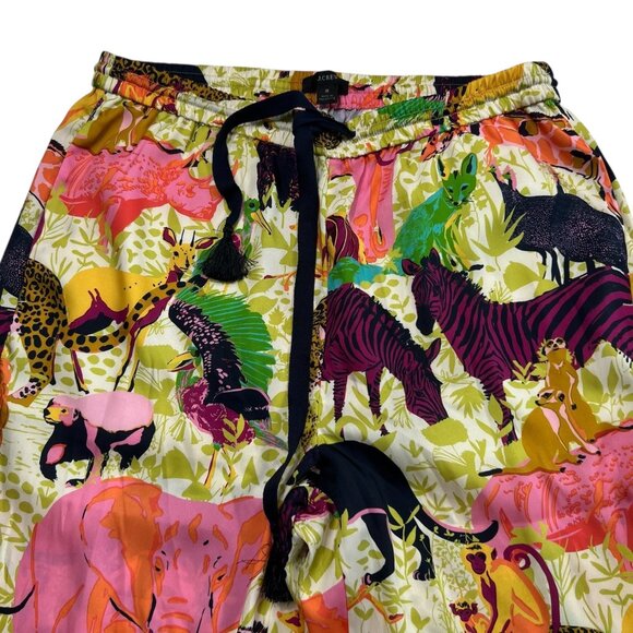 J. Crew NWT Drapey Wide Leg Pant Satin Like in Ratti Safari Print Size 8 - Picture 6 of 10
